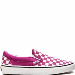 Vans Fuchsia and White Checkered Slip-Ons